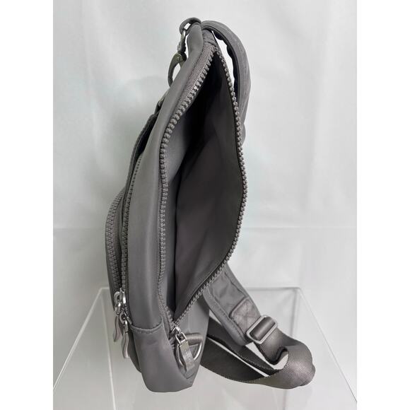 Baggalini Central Park Steel Gray Nylon Sling Backpack Bag - Picture 5 of 9